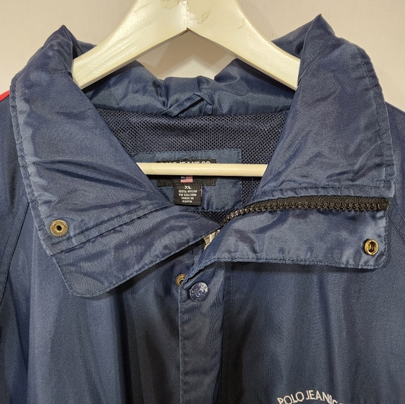 POLO JEANS CO RALPH LAUREN Navy Blue Red Long 100% Nylon Parka Windbreaker sz XL - Picture 8 of 13